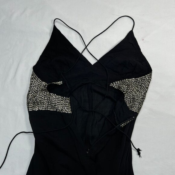 Cleobella Shalmar Maxi Dress Sequin Top Black Silver Open Back Small - Picture 11 of 14